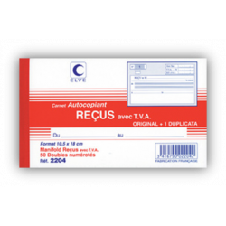 Reçu avec TVA Foliotés...