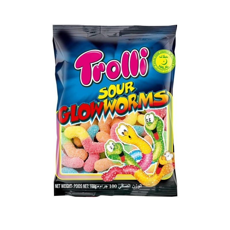 Sachet Trolli Glowworms Halal 100 gr Sachet bonbon Ofumeur
