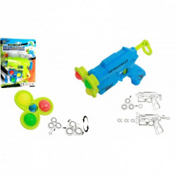 Pistolet balle + toupie 15 cm